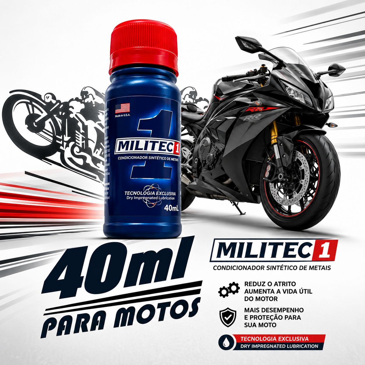 Militec 1 Condicionador De Metais Para Motos Original 40ml
